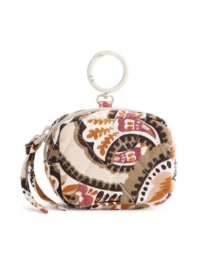 New Vera Bradley Paisley Earbud Bag Charm - Brown and Cream